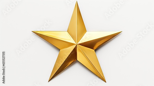 Macro of gold Christmas star isolated on white background created with Generative AI technology