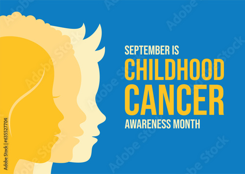 September is Childhood Cancer Awareness Month vector illustration. Child face from profile silhouette vector. Baby head profile icon isolated on a blue background. Important day