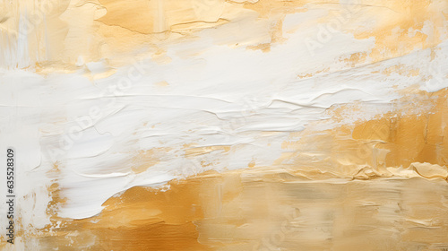 Closeup of abstract rough gold white art painting texture, with oil brushstroke, AI generative