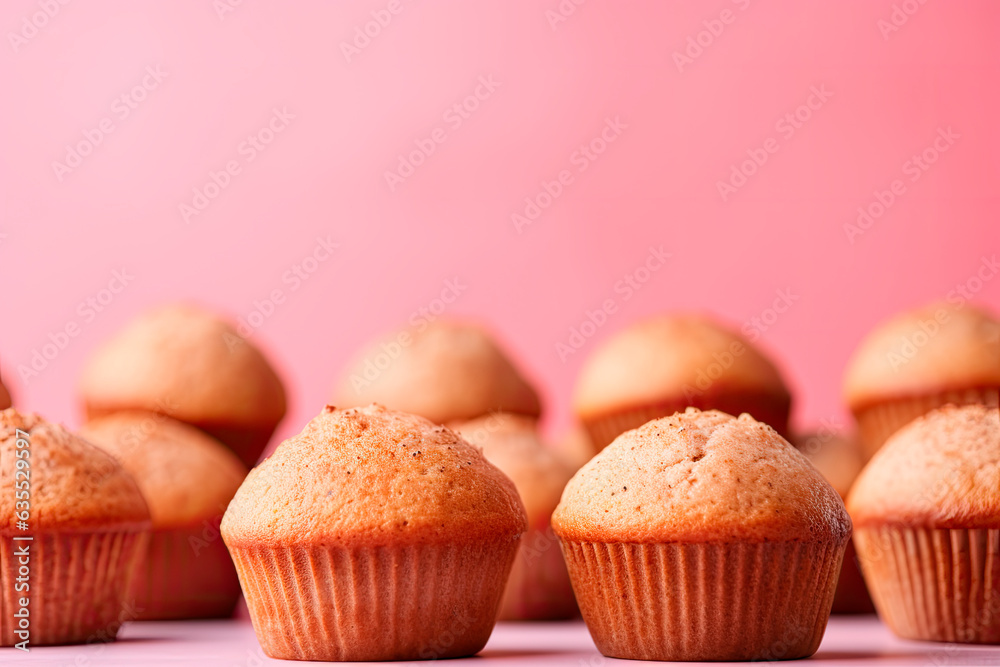 banana muffins on pink background banana muffins on pink background