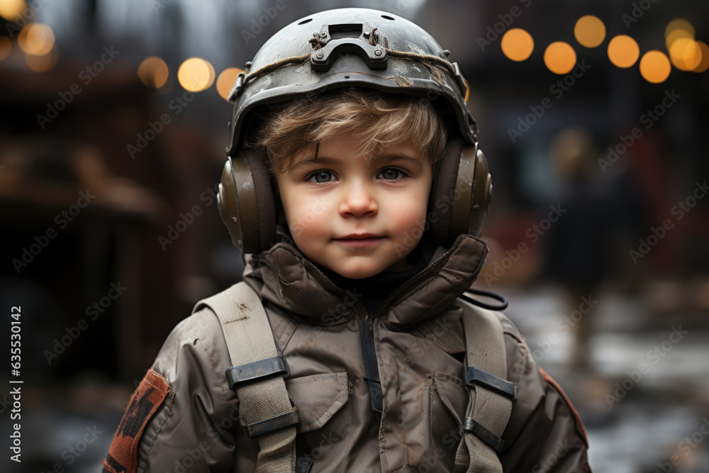 Dream job of soldier kid background. Generative ai.