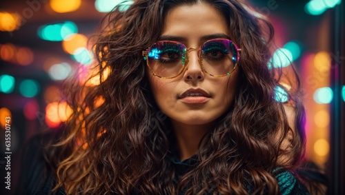 A woman with long hair wearing sunglasses