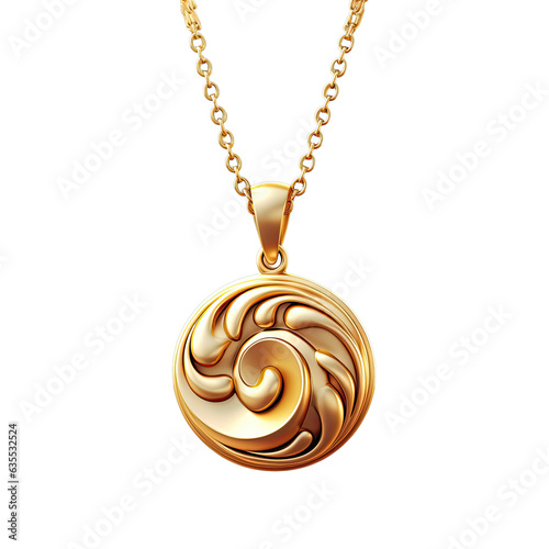 transparent background with isolated golden pendant photo