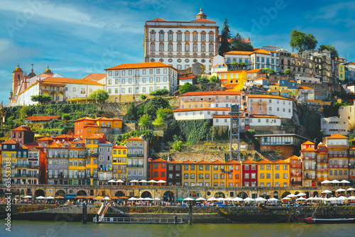 view of the old city of Porto from another side of Douro river, Portugal