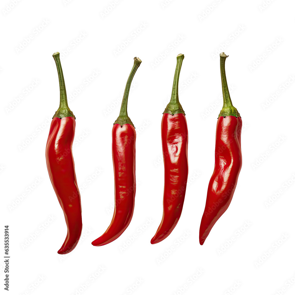 Red chilies on isolated in transparent background