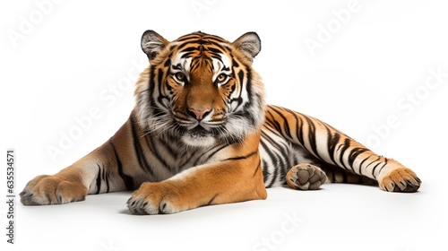 Tiger Laying Down Isolated on White