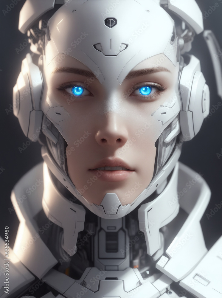 portrait of a cyborg robot with human face portrait of a cyborg robot with human face