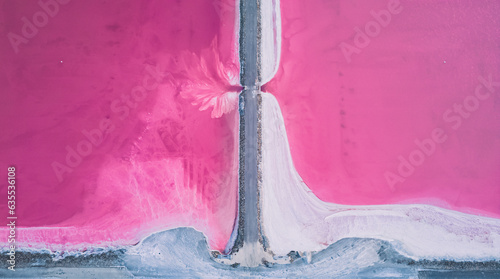 Obraz na plátne Aerial view of pink salt lake