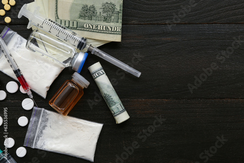 Different drugs, syringes a...