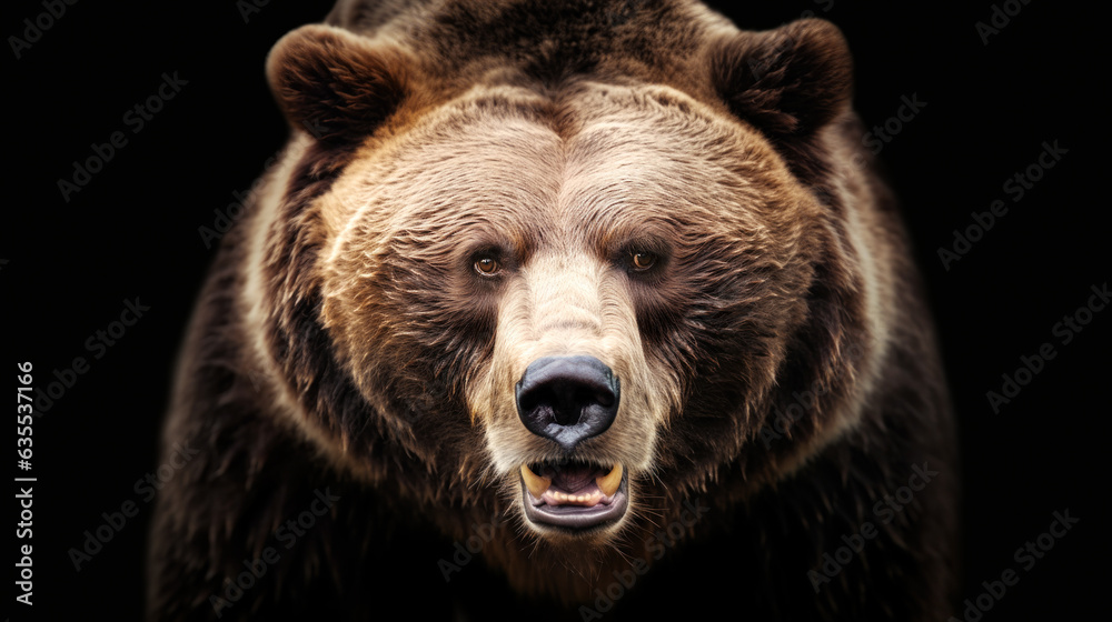 Portrait of a Brown bear against black background Portrait of a Brown bear against black background