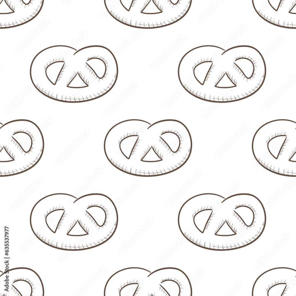Tasty pretzels. Hand drawn seamless pattern Tasty pretzels. Hand drawn seamless pattern