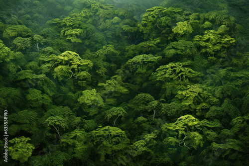 "Aerial View of Lush Forest Canopy"
