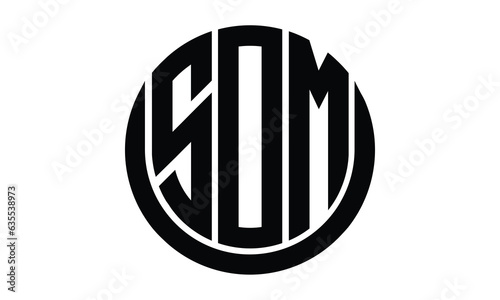 SOM shield in circle logo design vector template. lettermrk, wordmark, monogram symbol on white background.