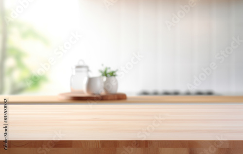 wooden tabletop in kitchen