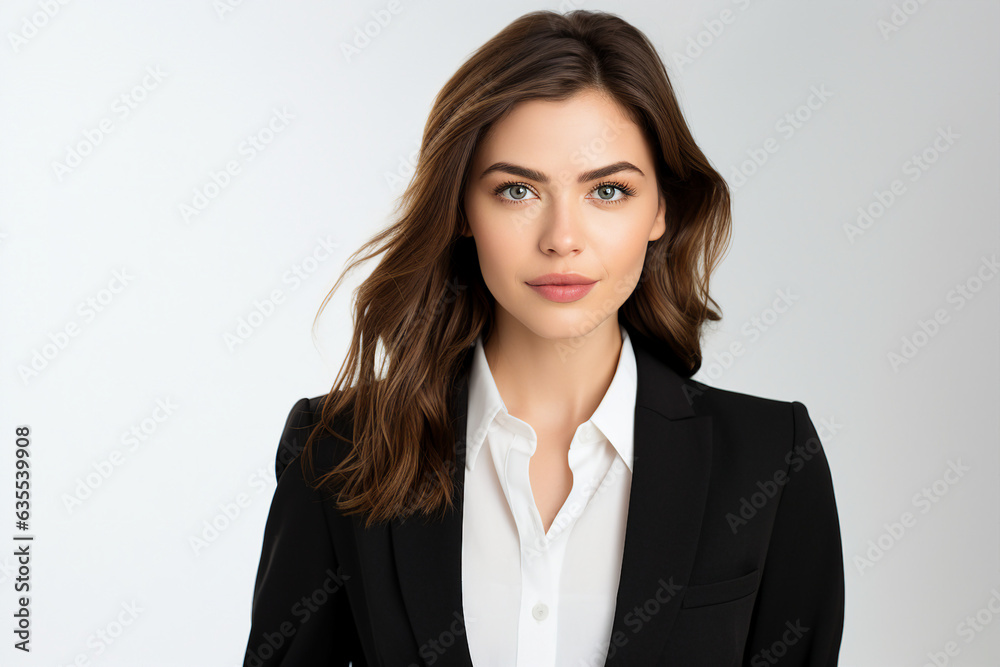 Made with Generative IA tech illustration charming businesswoman smiling confident office worker Made with Generative IA tech illustration charming businesswoman smiling confident office worker