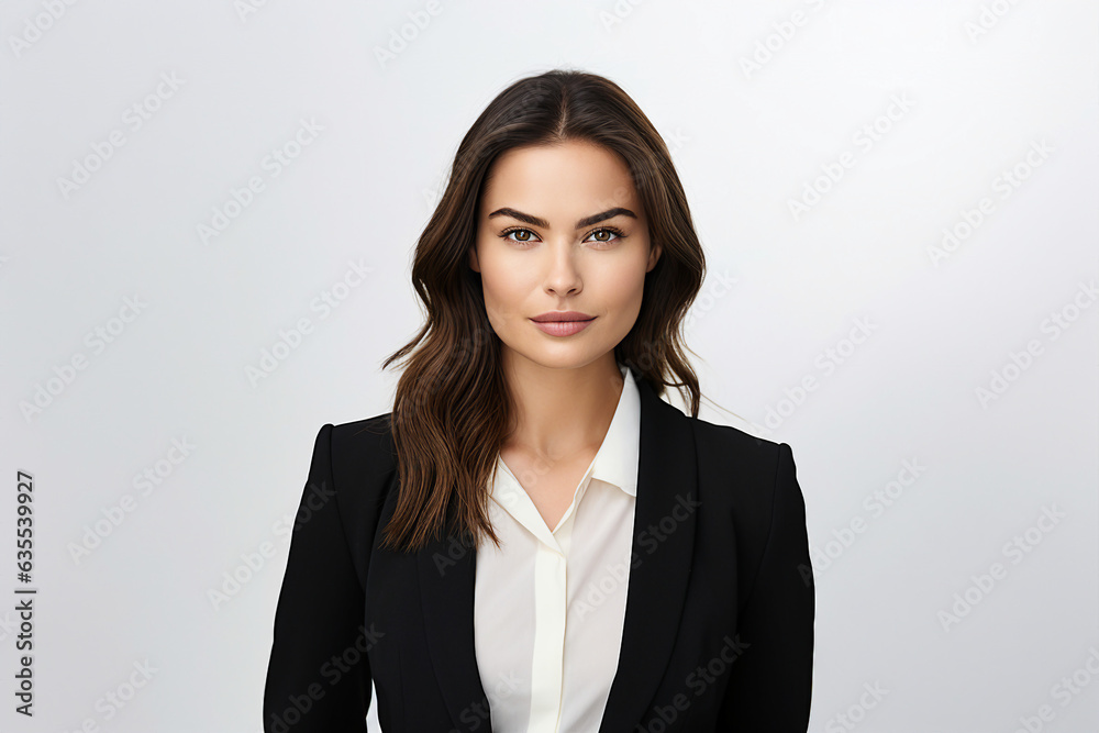 Made with Generative IA tech illustration charming businesswoman smiling confident office worker Made with Generative IA tech illustration charming businesswoman smiling confident office worker