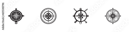 Steampunk compass icon Monochrome icon, white background, minimal design.