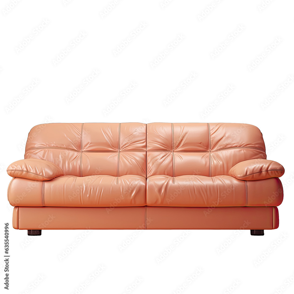 Obraz premium transparent background isolated light leather sofa with clipping path