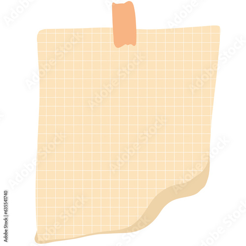 Set of different note papers with color adhesive tape on transparent background