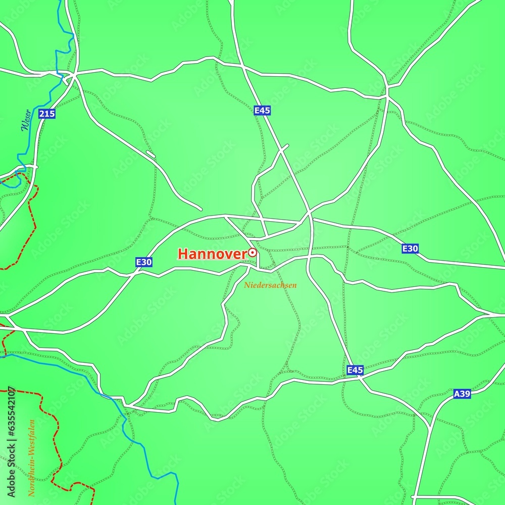 Illustrated Map of Hannover City in Germany in green Illustrated Map of Hannover City in Germany in green