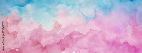 Abstract watercolor paint background illustration - Soft pastel blue pink color with liquid fluid marbled paper texture banner texture, Generative Ai