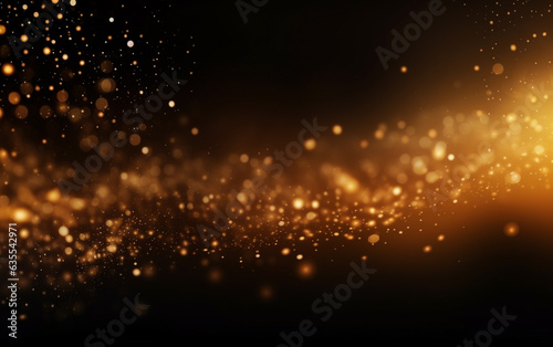 Black and Gold wallpaper background, Abstract background orange particle. Abstract gold color digital particles wave with bokeh © MUS_GRAPHIC