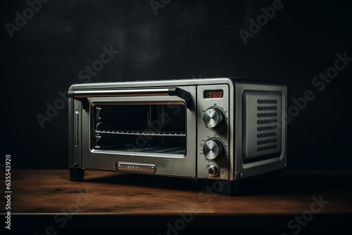 A compact toaster oven on a plain background. Ideal for both home and restaurant kitchens. Small kitchen appliances. Generative AI