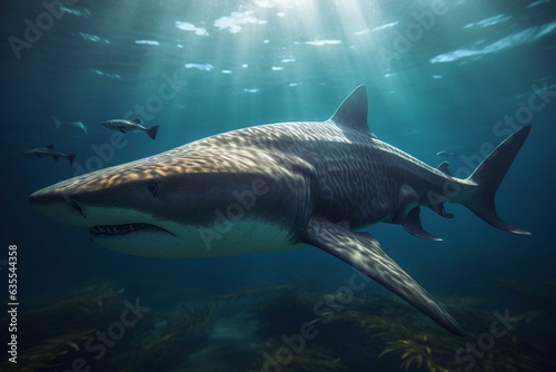 Illustration of a realistic tiger shark. Generative AI © Mason