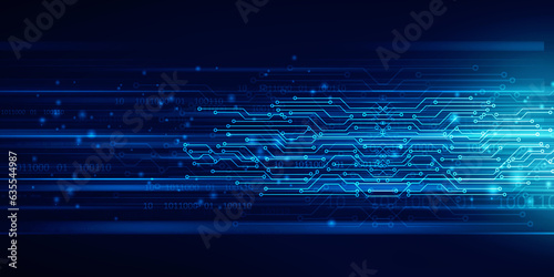 2d illustration Abstract futuristic electronic circuit technology background