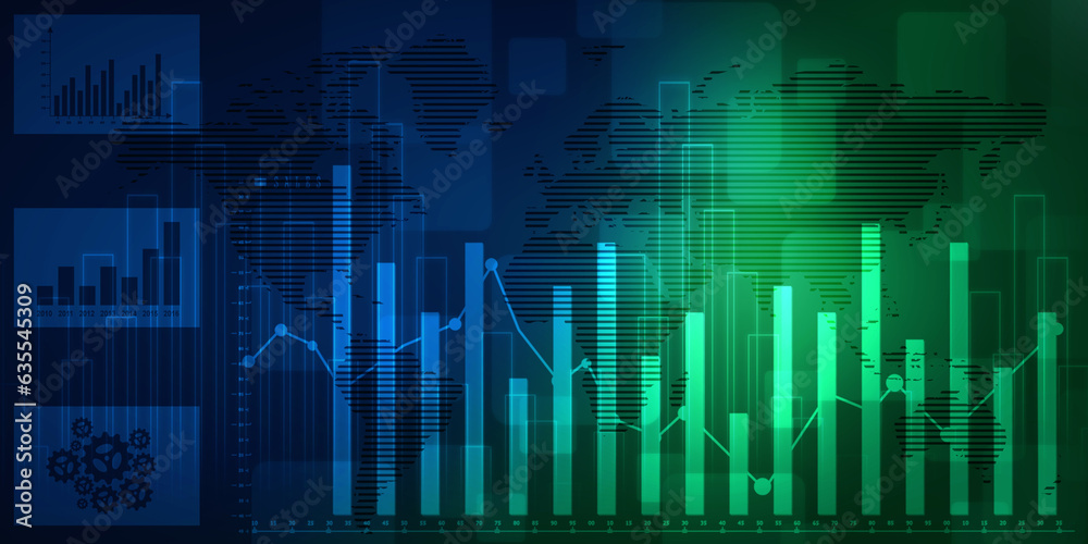 2d rendering Stock market online business concept. business Graph 
