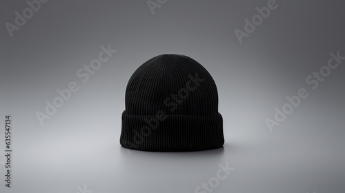 Black men's knitted hat isolated on white background. created with Generative AI technology