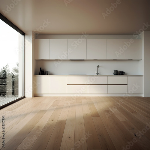 Minimal white kitchen room