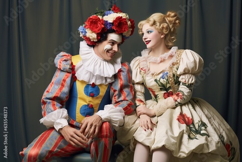 Costumed Conversation: Arlecchino and Colombina Interaction