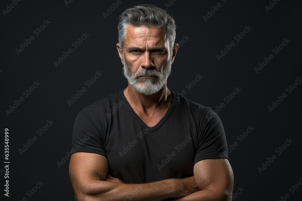 Generative AI picture image of senior confident young businessman guy model appearance isolated black grey color background Generative AI picture image of senior confident young businessman guy model appearance isolated black grey color background