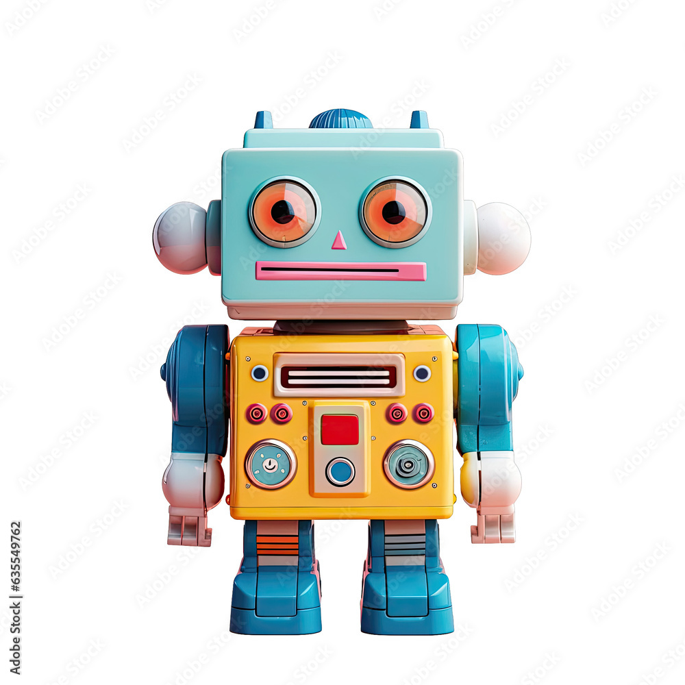 Fototapeta premium Children s toy robot isolated on a transparent background