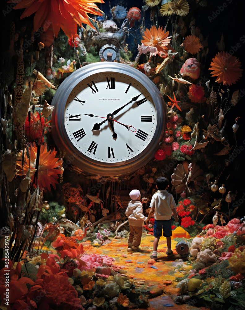 An AI-generated illustration of the magic of time through the innocent eyes of children. Blend of curiosity, joy, and boundless wonder that makes each passing moment an enchanting adventure. 