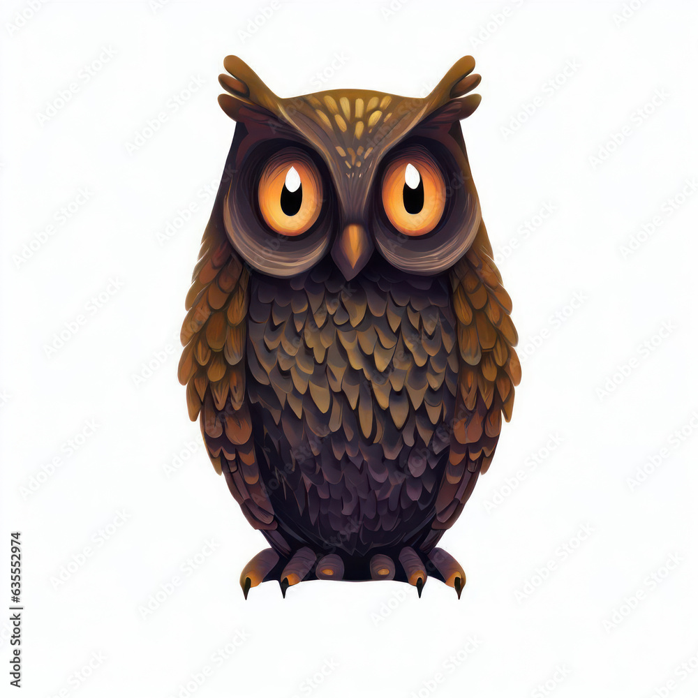 Fototapeta premium owl illustration for halloween isolated on white background.generative AI