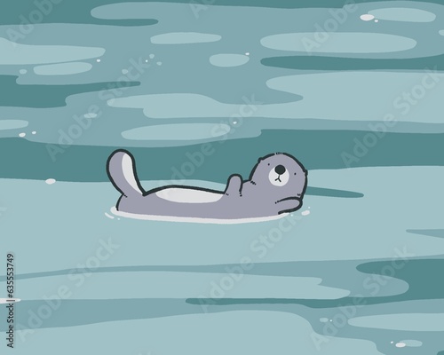 Photography Otter in ocean