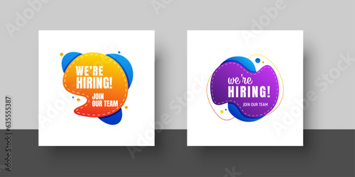 We're Hiring Join our team banner, We are hiring communication posters, We are hiring badge vector set