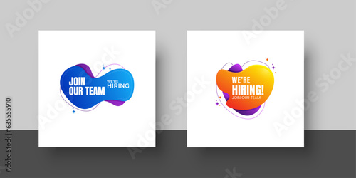 We're Hiring Join our team banner, We are hiring communication posters, We are hiring badge vector set