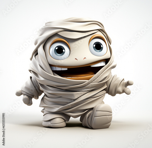  3d style of cute mummy. Character element for Happy Halloween banner or party invitation.