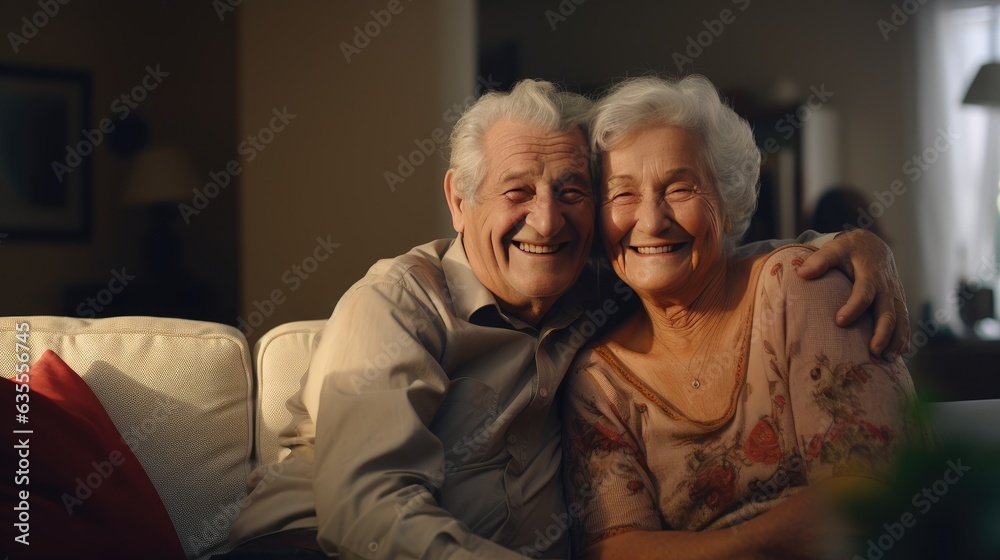 Happy elderly couple created with Generative AI technology Happy elderly couple created with Generative AI technology