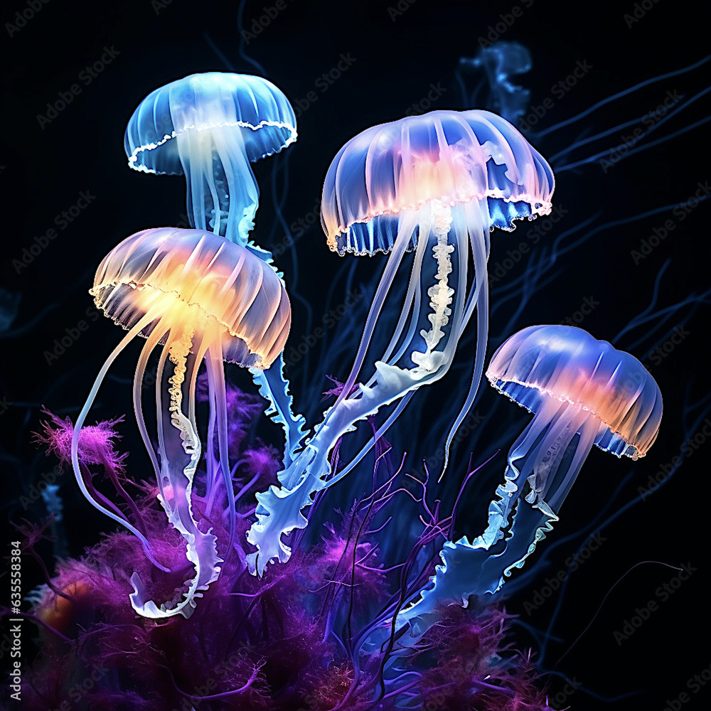 jelly fish in the sea photogram