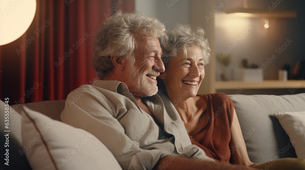 Happy elderly couple created with Generative AI technology Happy elderly couple created with Generative AI technology