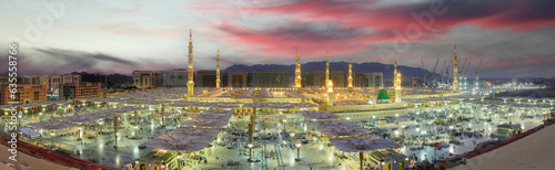 This Holy masjid located in the city of Madinah in Saudi Arabia. It is the one of the largest mosque in the world It is the second holiest site in Islam after Mak