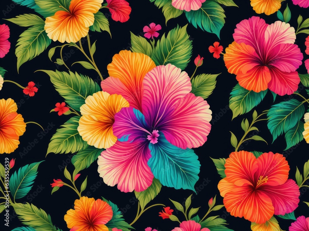 colourful Hibiscus floral pattern