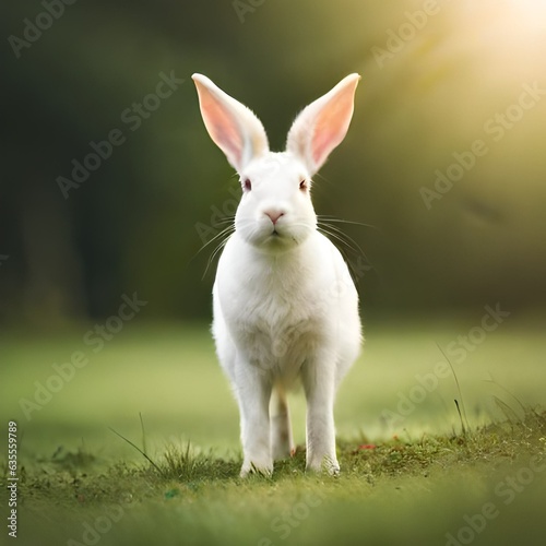 white rabbit on the grass © Ehtasham