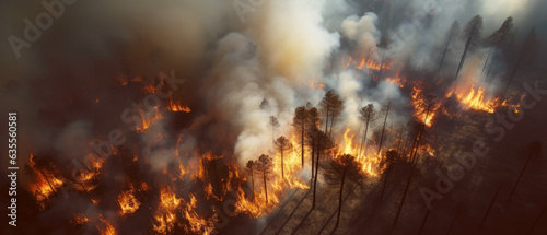 Rainforest fire  wildfire  smoke disaster is burning caused by humans during the dry season