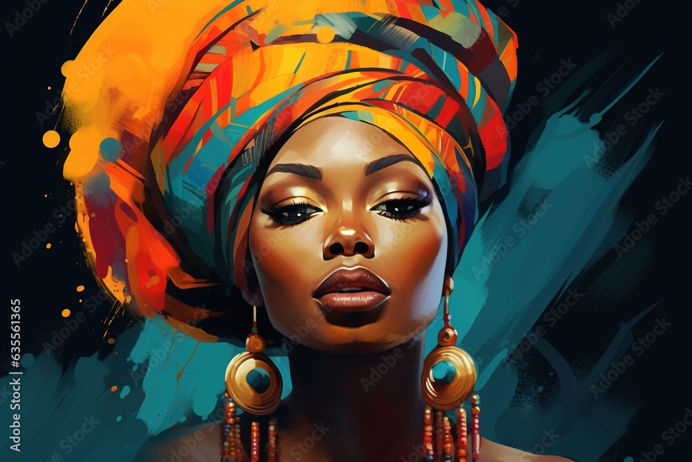 Abstract painting art portrait of a black woman. African culture. Stock ...