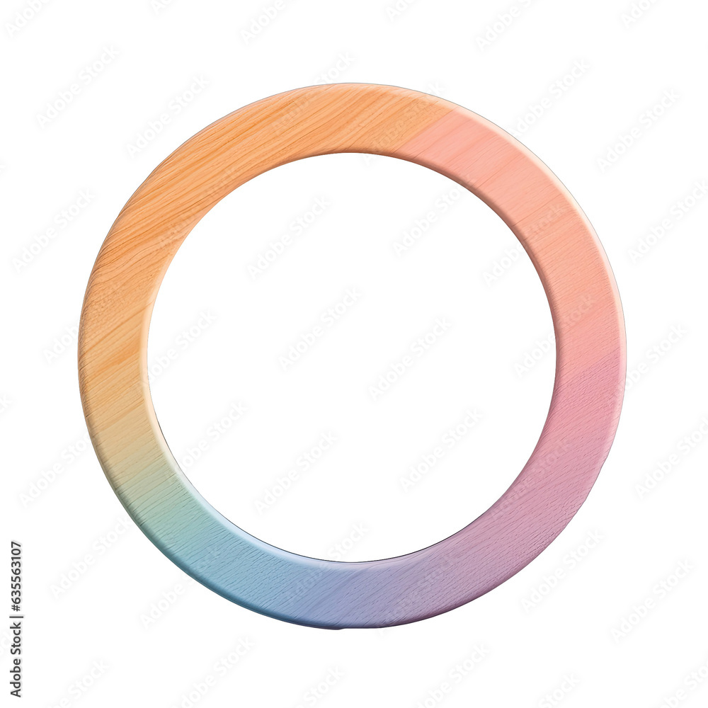 Wooden circle frame isolated on transparent background in color Wooden circle frame isolated on transparent background in color